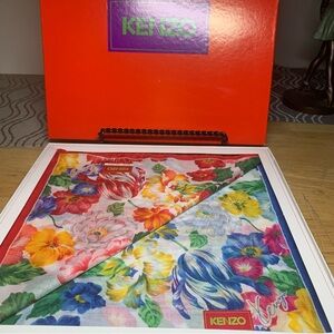 Kenzo Multicolor Floral Design Mini Scarves